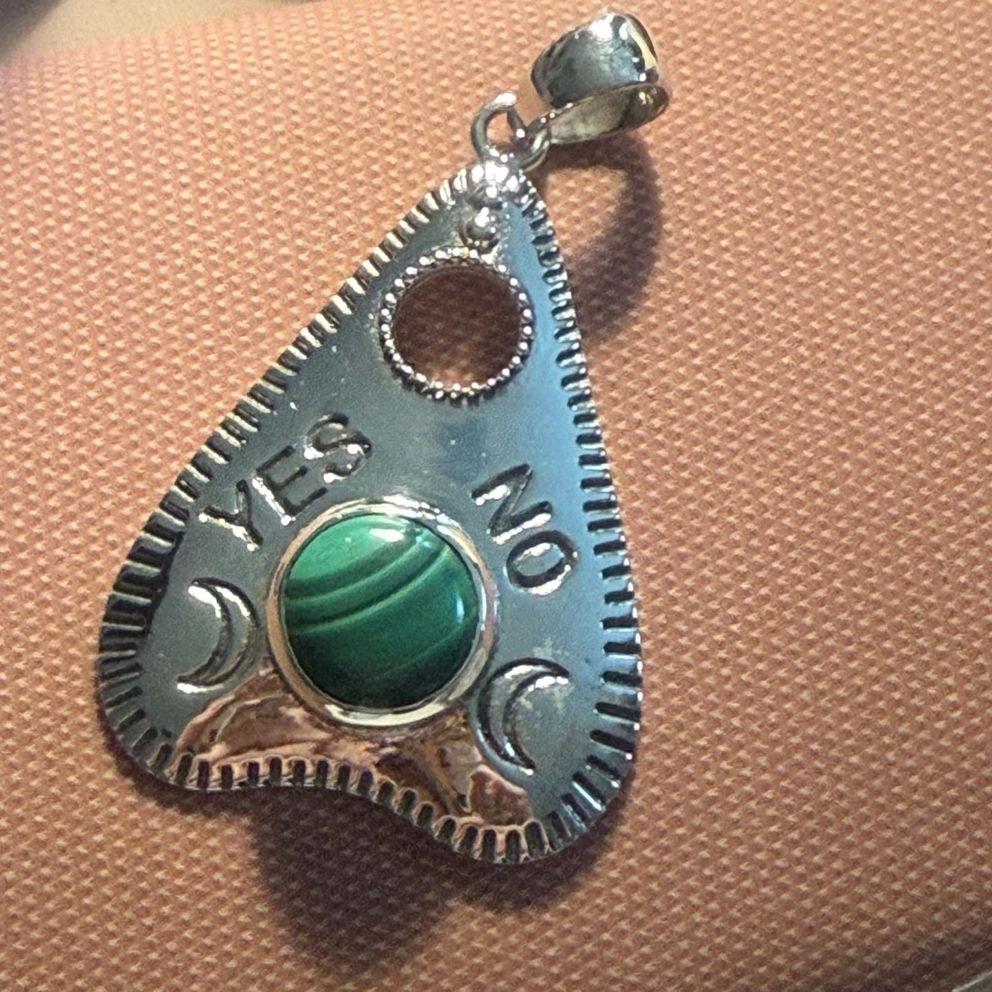 Sterling Silver “Spirit Gate” Planchette Pendant – Malachite, Moonstone, or Black Onyx