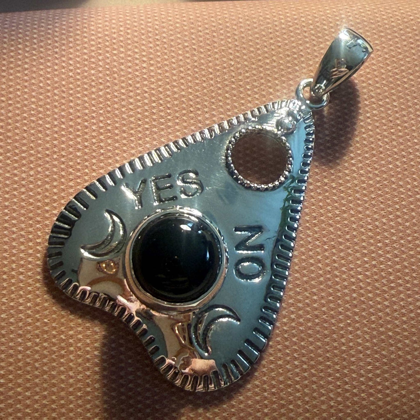 Sterling Silver “Spirit Gate” Planchette Pendant – Malachite, Moonstone, or Black Onyx