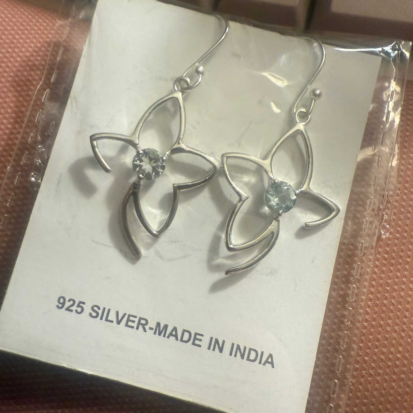 Aquamarine Flower Earrings in Sterling Silver