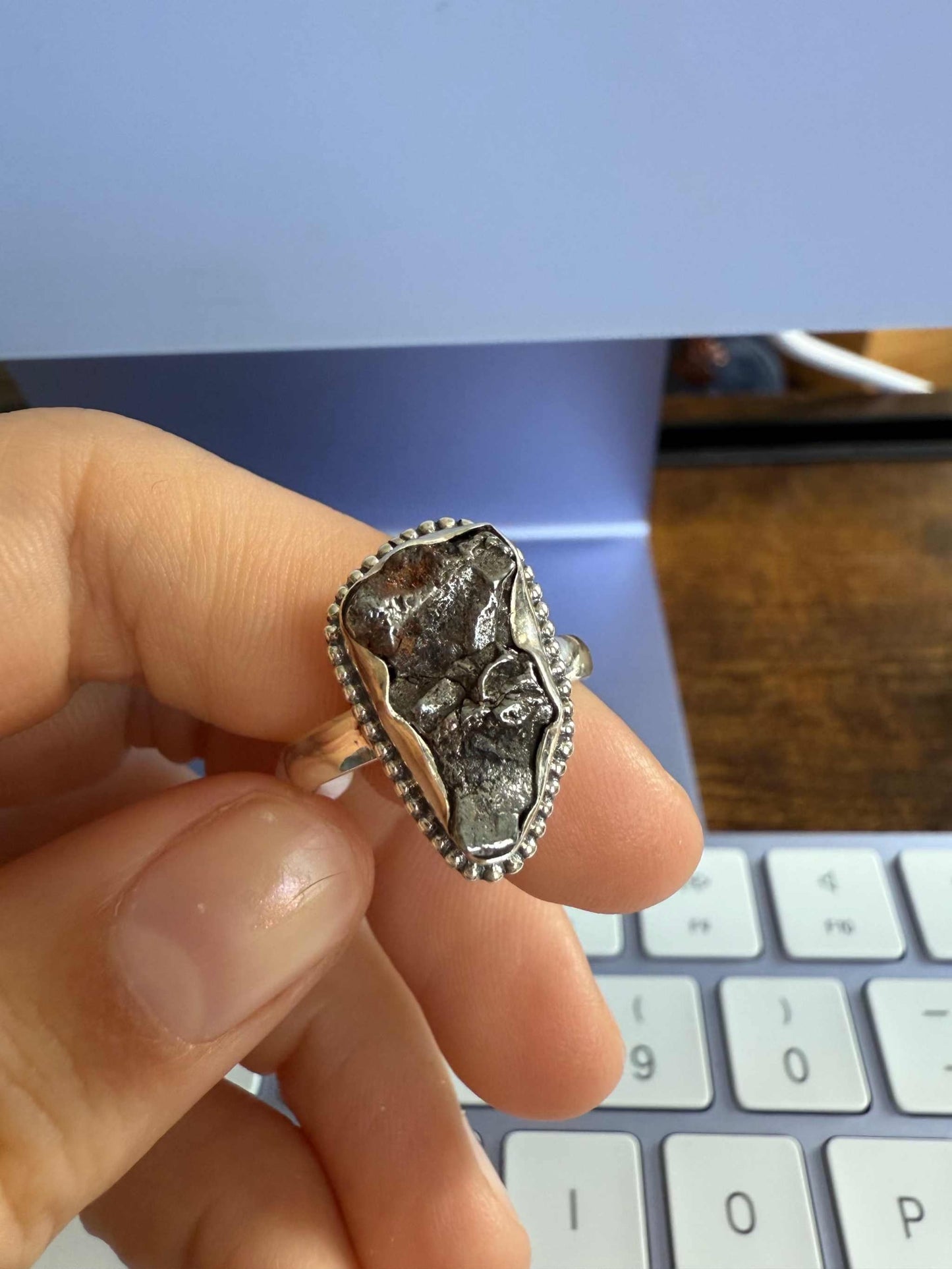 Meteorite Ring - Size 8 Rusty Mountain
