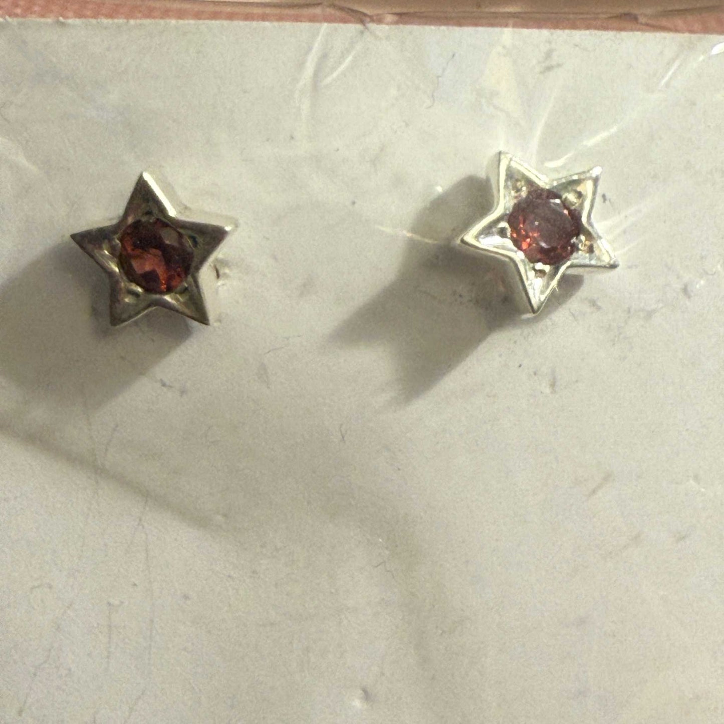 Garnet & Aquamarine Star Post Earrings in Sterling Silver