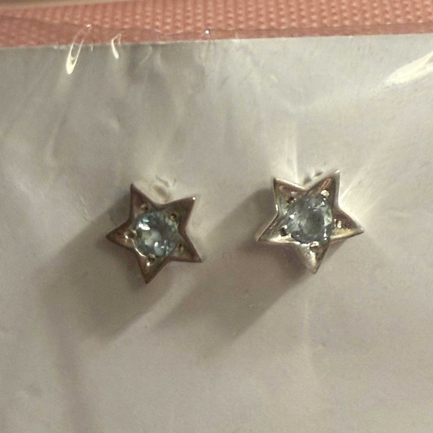 Garnet & Aquamarine Star Post Earrings in Sterling Silver