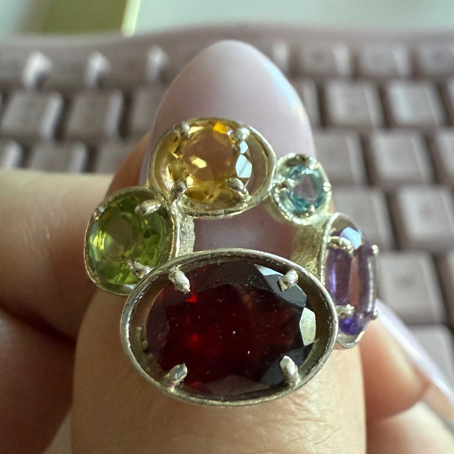 Five-Stone Garnet Sterling Silver Ring – Size 6 – Passion, Vitality & Abundance Crystal Jewelry
