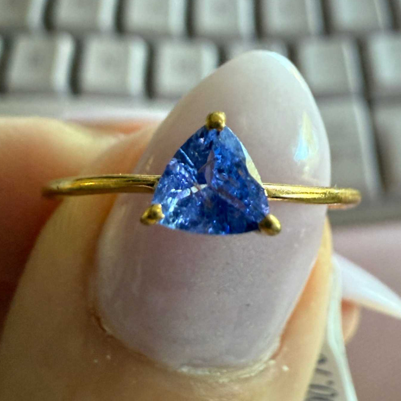 Tanzanite Gold Vermeil Minimal Ring – Sizes 6 & 7 – Intuition & Higher Consciousness Crystal Jewelry