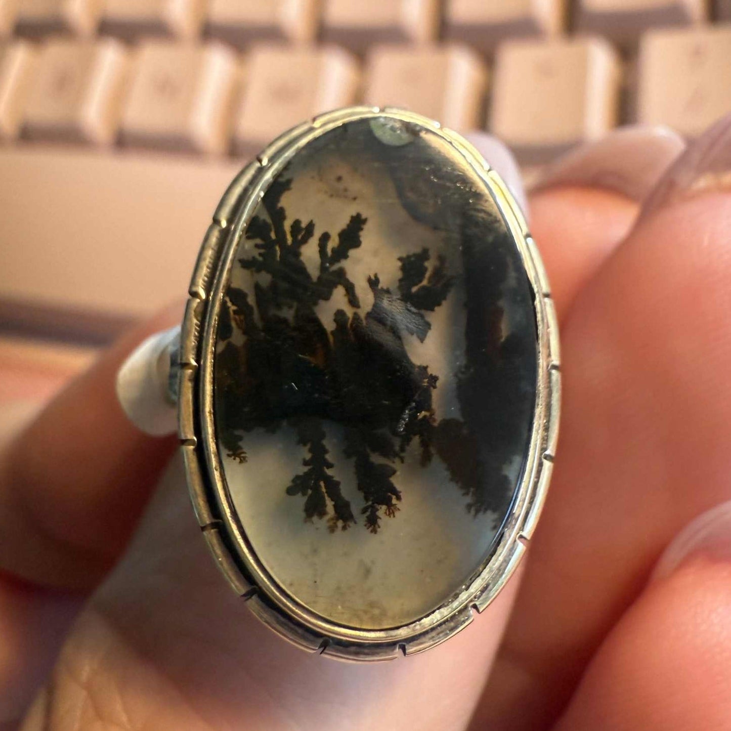 Dendritic Tree Agate Ring - Each Unique Art