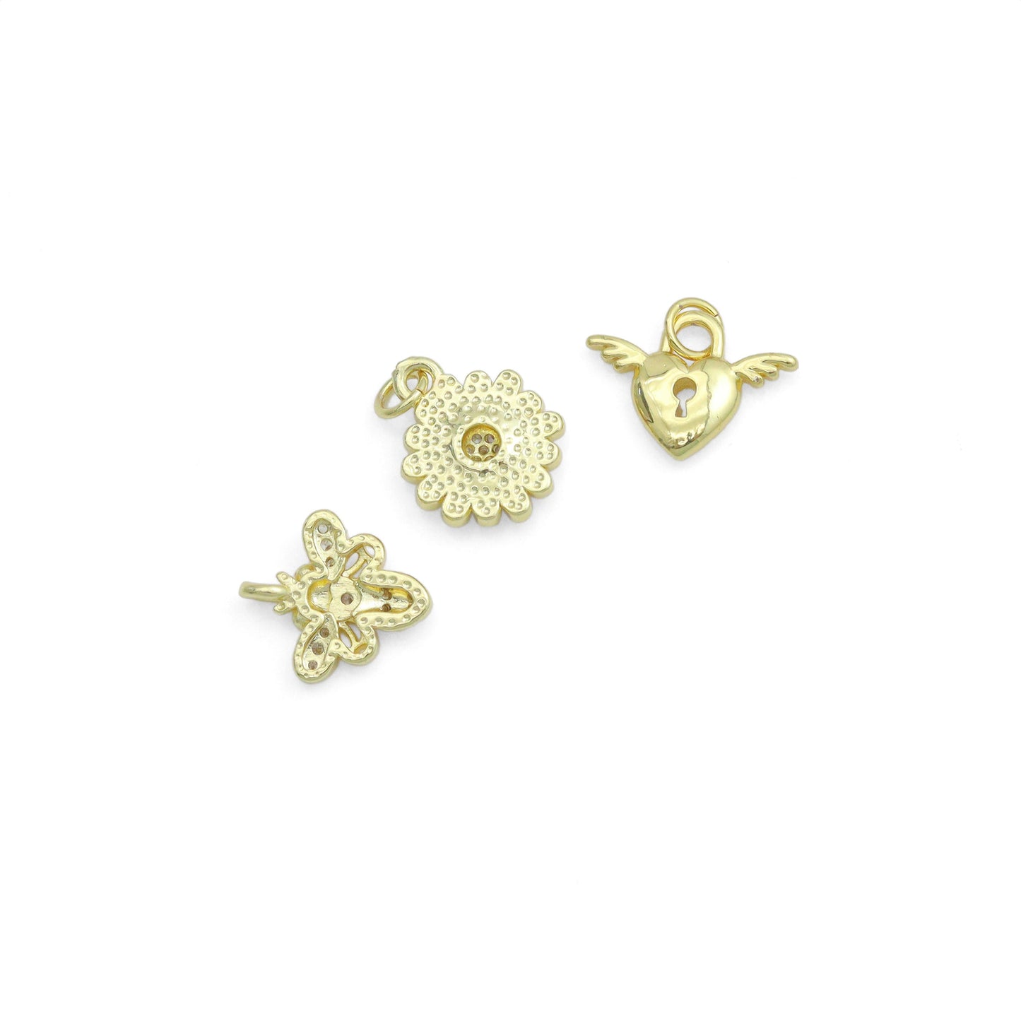 Colorful Enamel Bee Wing Heart Daisy Flower Shape Charm Pendant, Sku#LD755