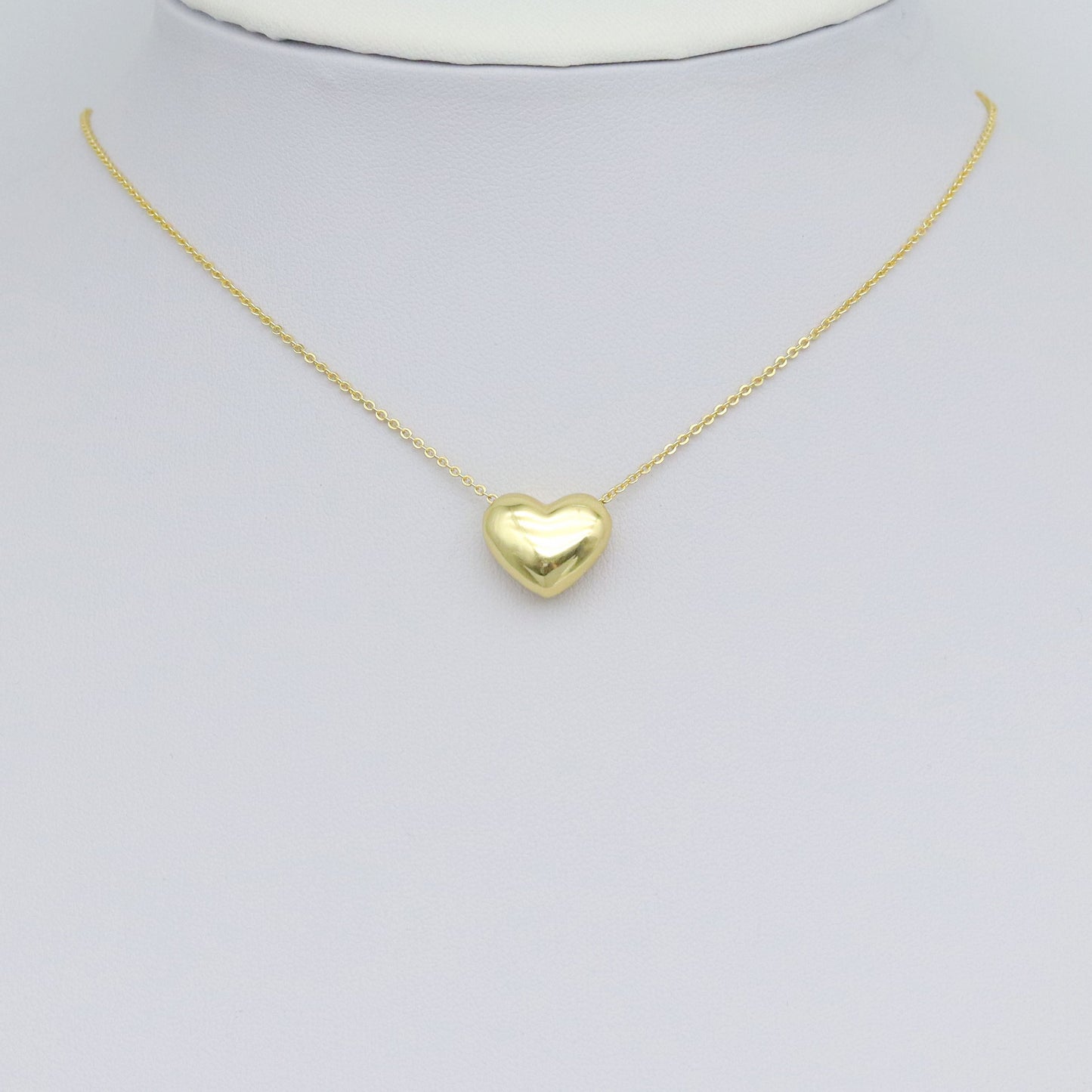 Gold 3D Puffy Heart Charm Pendant, Sku#LK1032