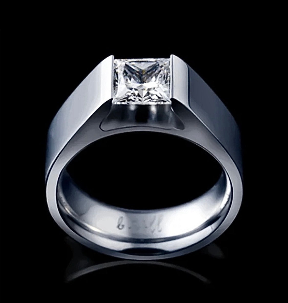 RG097W B.Tiff Tension 1 ct Princess Cut Tall Solitaire Ring