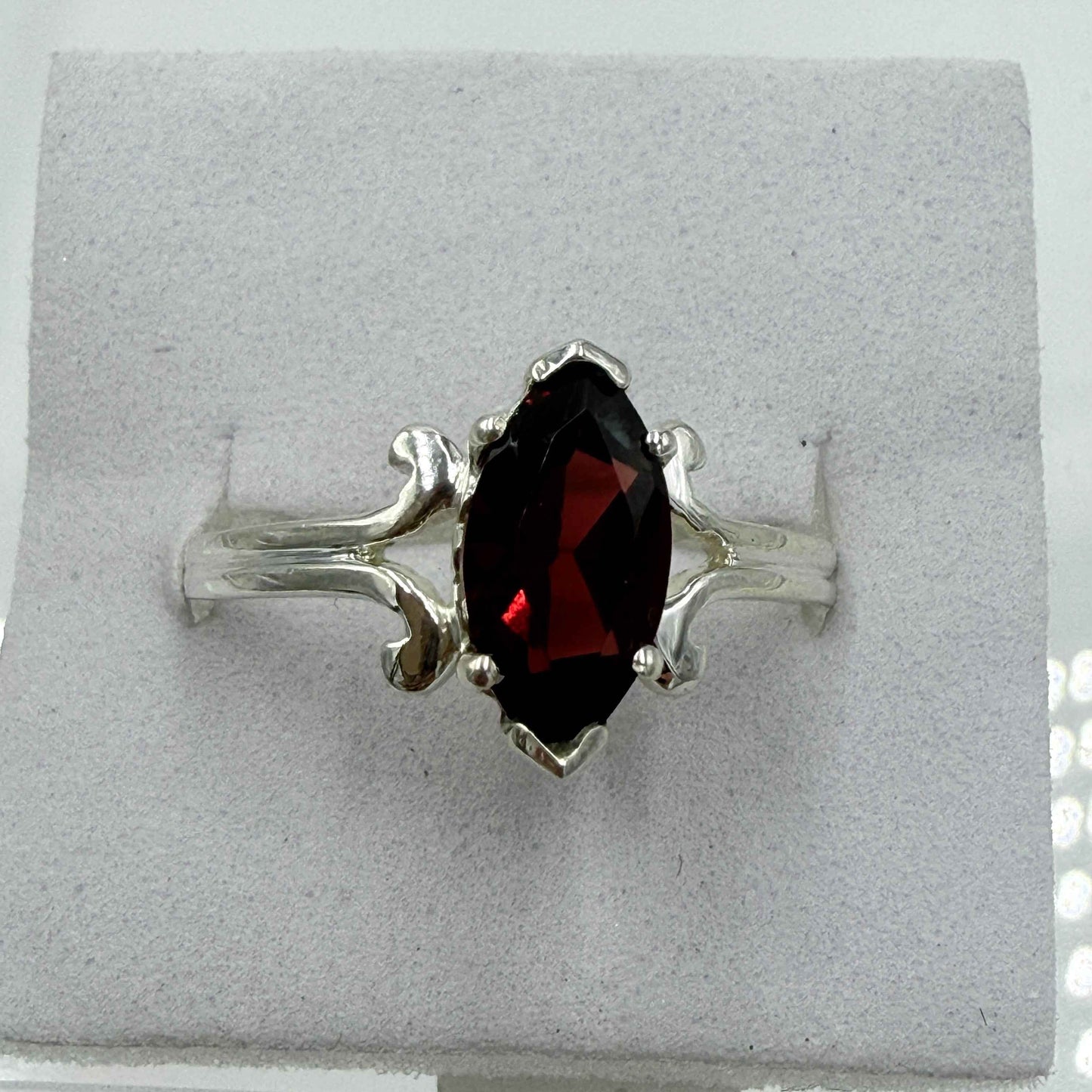Sterling Silver Marquise Garnet Ring – Size 10 – Passion, Strength & Grounding