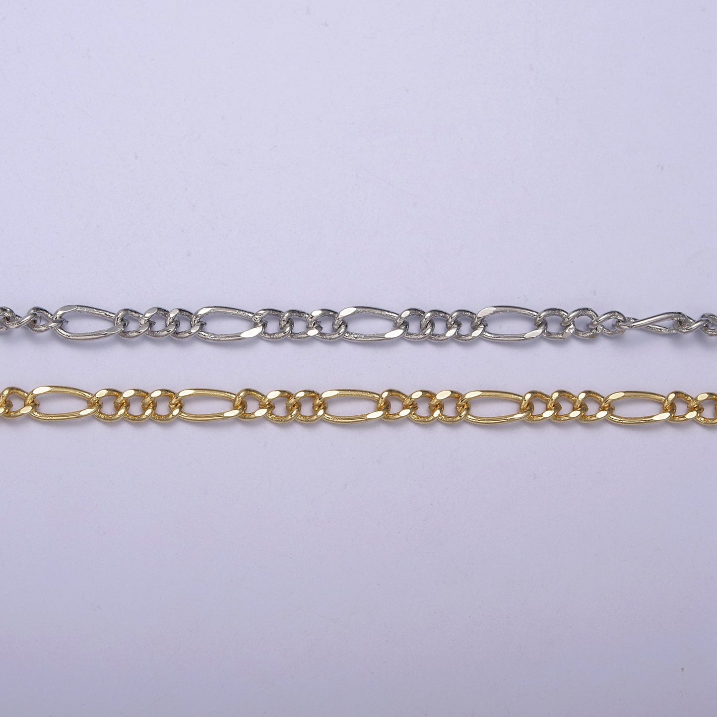 24K Gold Filled Gold Silver Figaro Unfinished Chain, Dainty Figaro Wholesale Chain by Yard For Jewelry Making Supply Component | ROLL-631, ROLL-632 Clearance Pricing