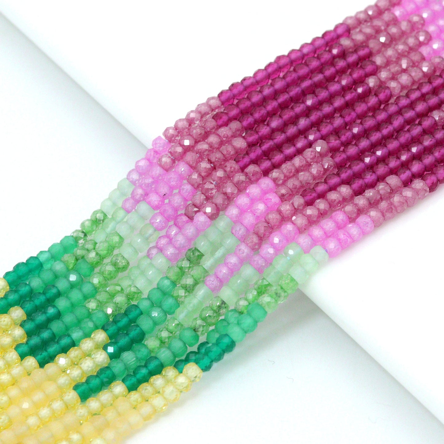 2x3mm Multicolor CZ/Crystal/Cat's Eye Rondelle Faceted Beads, Sku#U2332