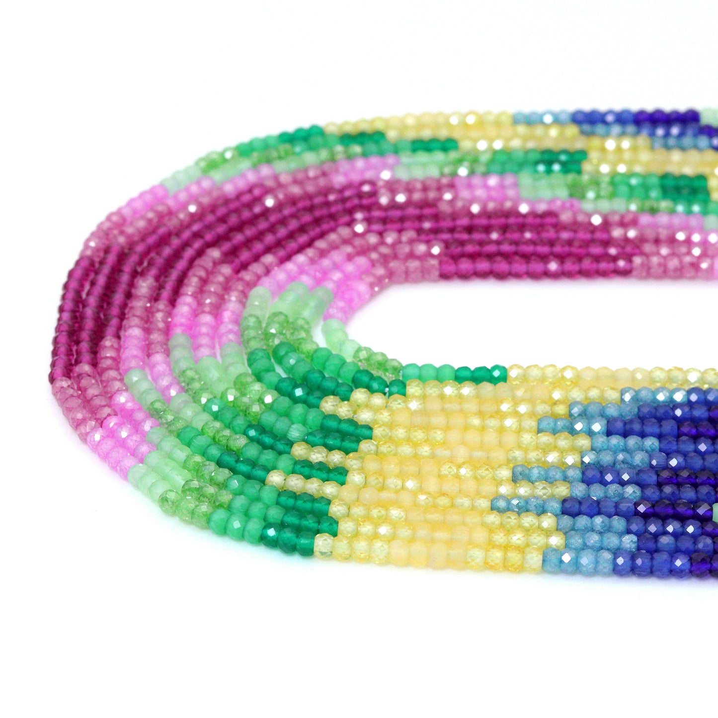 2x3mm Multicolor CZ/Crystal/Cat's Eye Rondelle Faceted Beads, Sku#U2332