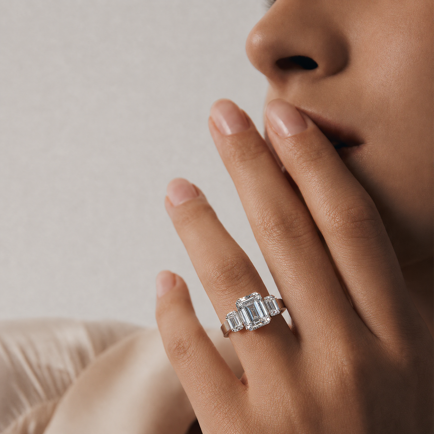 RG208W B.Tiff 3-Stone 3 ct Emerald Cut Engagement Ring
