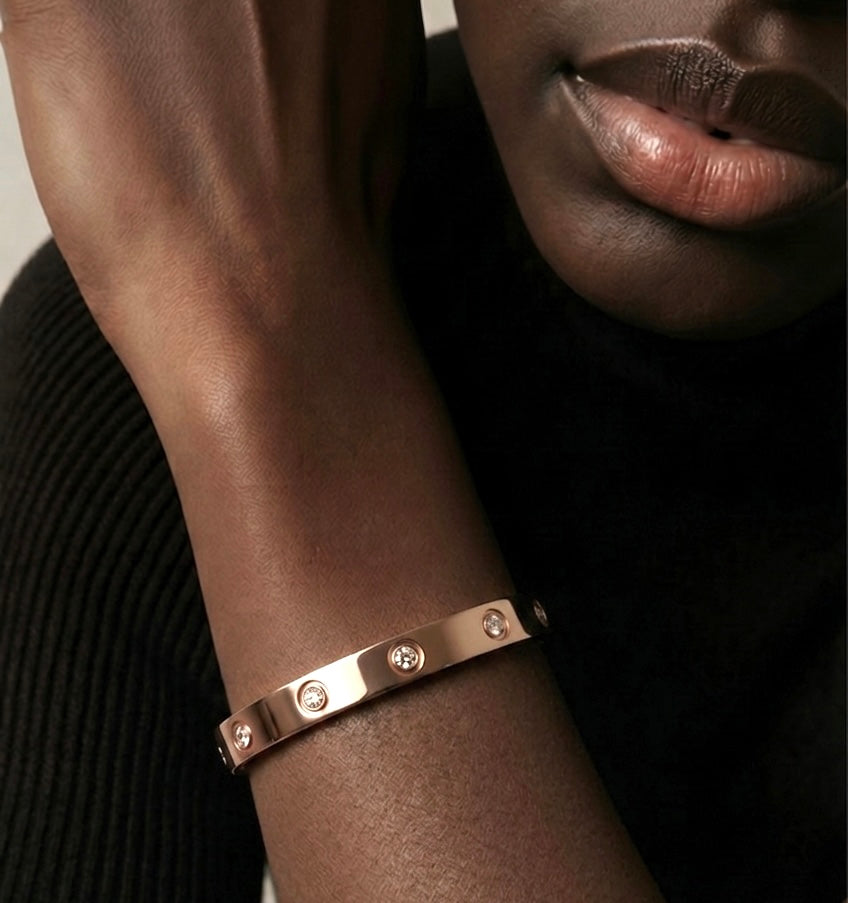 BG808RGP B.Tiff 8-Stone High Polish Bold Rose Gold Bangle Bracelet