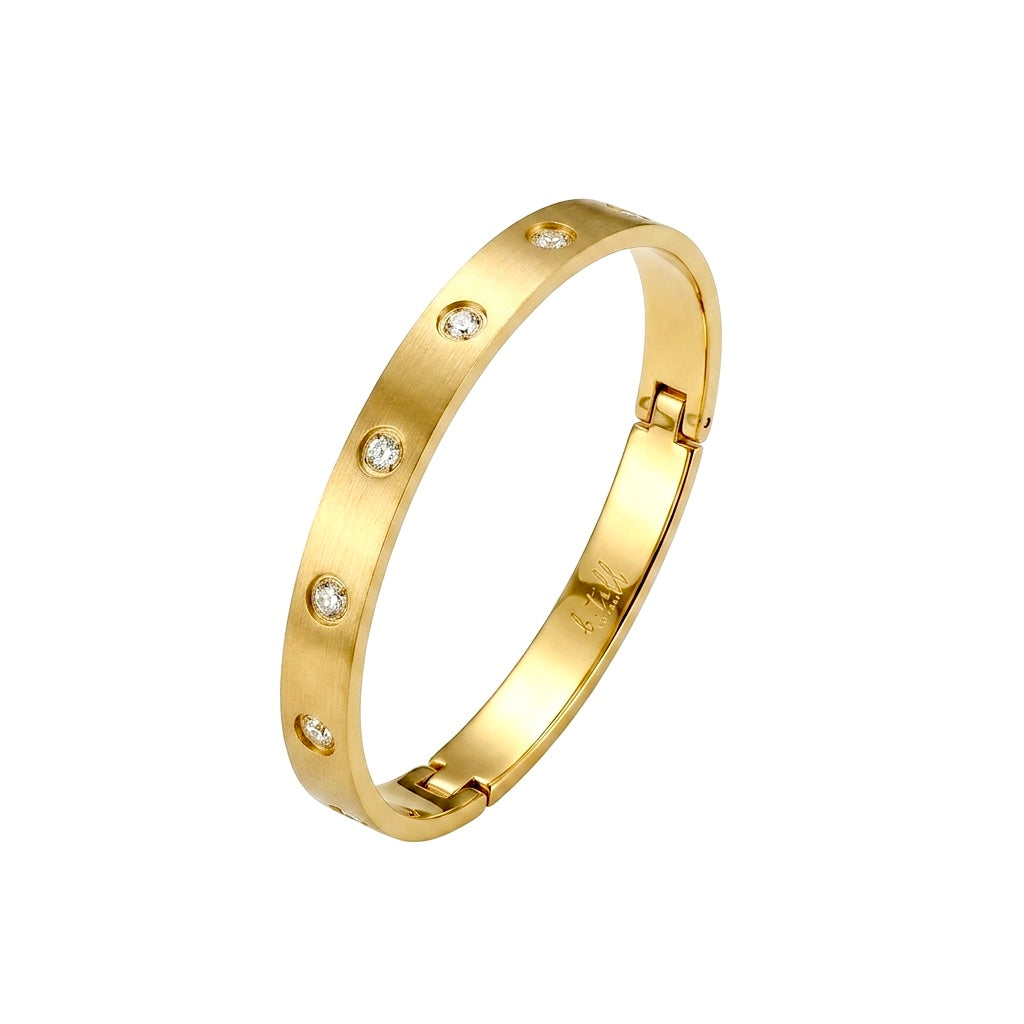 BG808G B.Tiff 8-Stone Bold Gold Bangle Bracelet