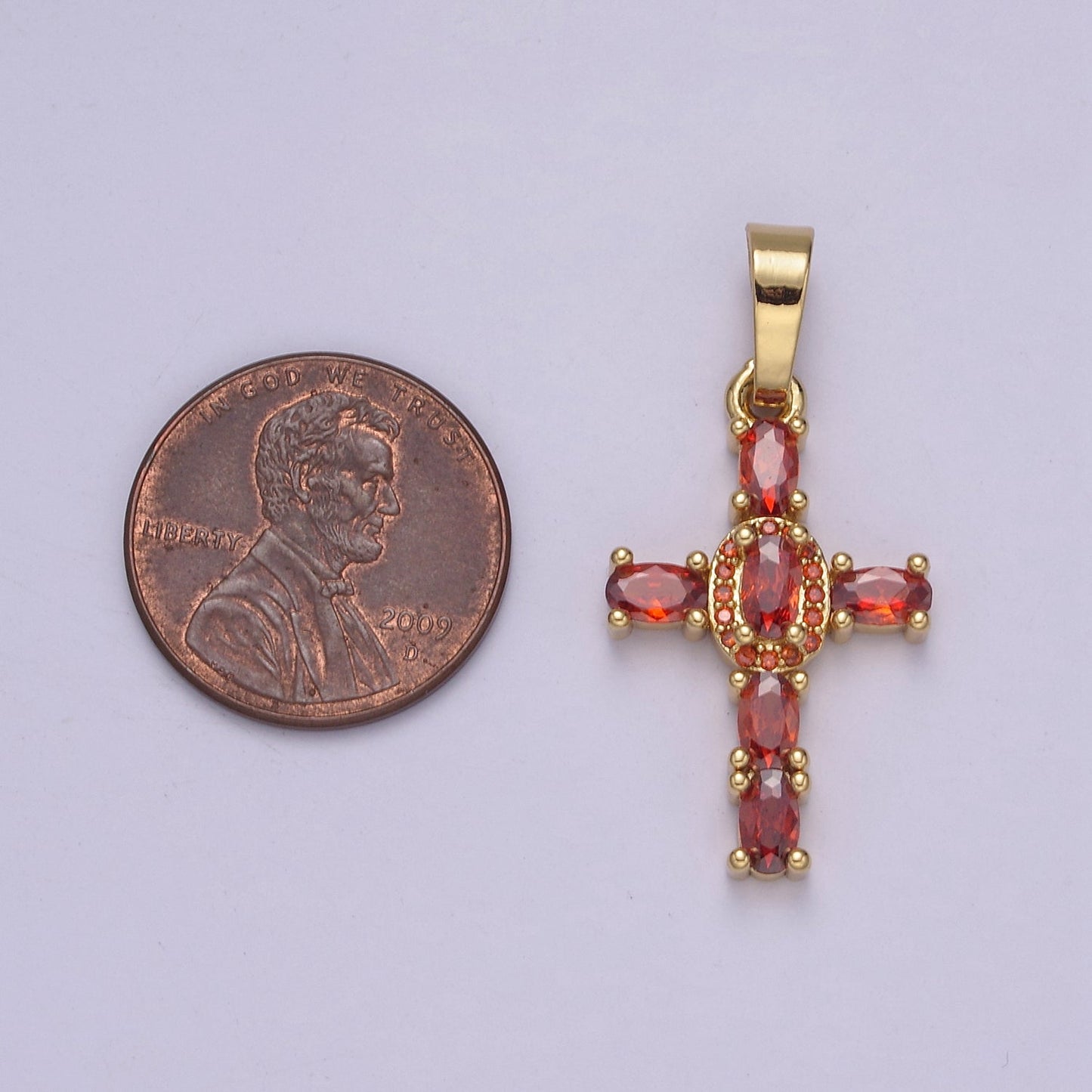 Multi Color CZ Cross Pendant, Holy Cross Charm Religious Minimalist Pendant in 24k Gold Fill I-031 I-082 I-083 I-091 I-104 N-537