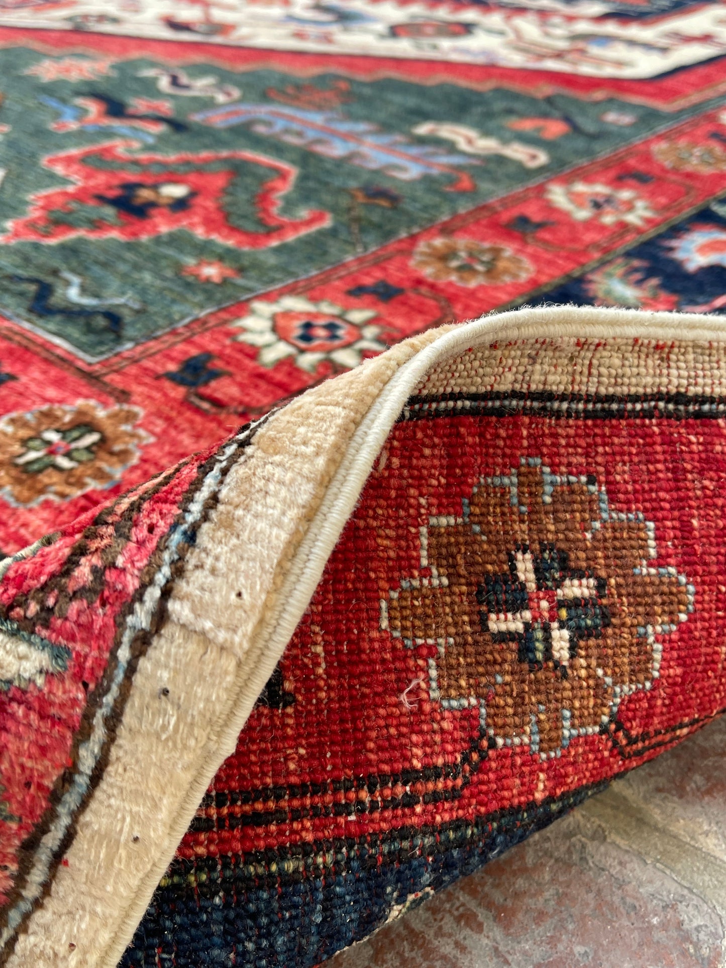 Hand-Knotted Heriz Vegetable-Dyed Wool Rug, 9' 1" x 12' 2"