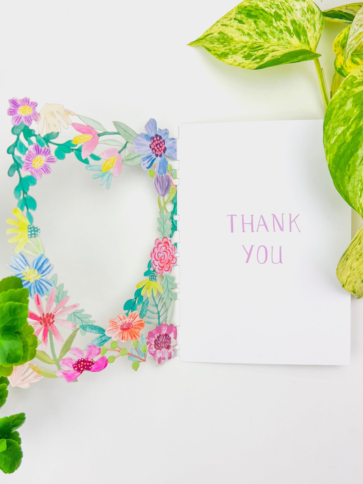 Thank You Flower Heart Laser-Cut Card