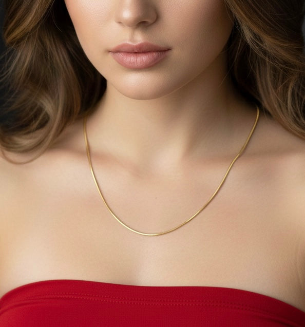 C001G B.Tiff Gold Octagonal Herringbone Chain Necklace/ 1.5mm(An exclusive clasp design)