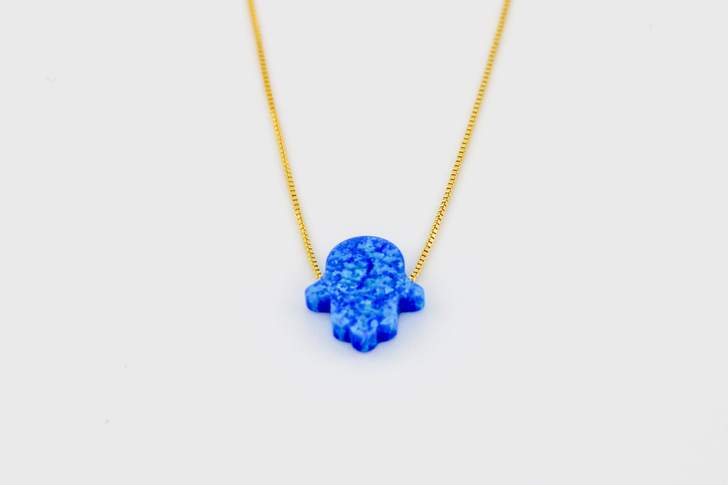 Sterling Silver Opal Hamsa Hand Necklace