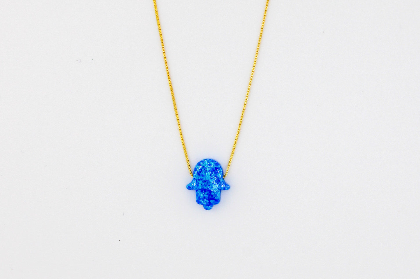 Sterling Silver Opal Hamsa Hand Necklace