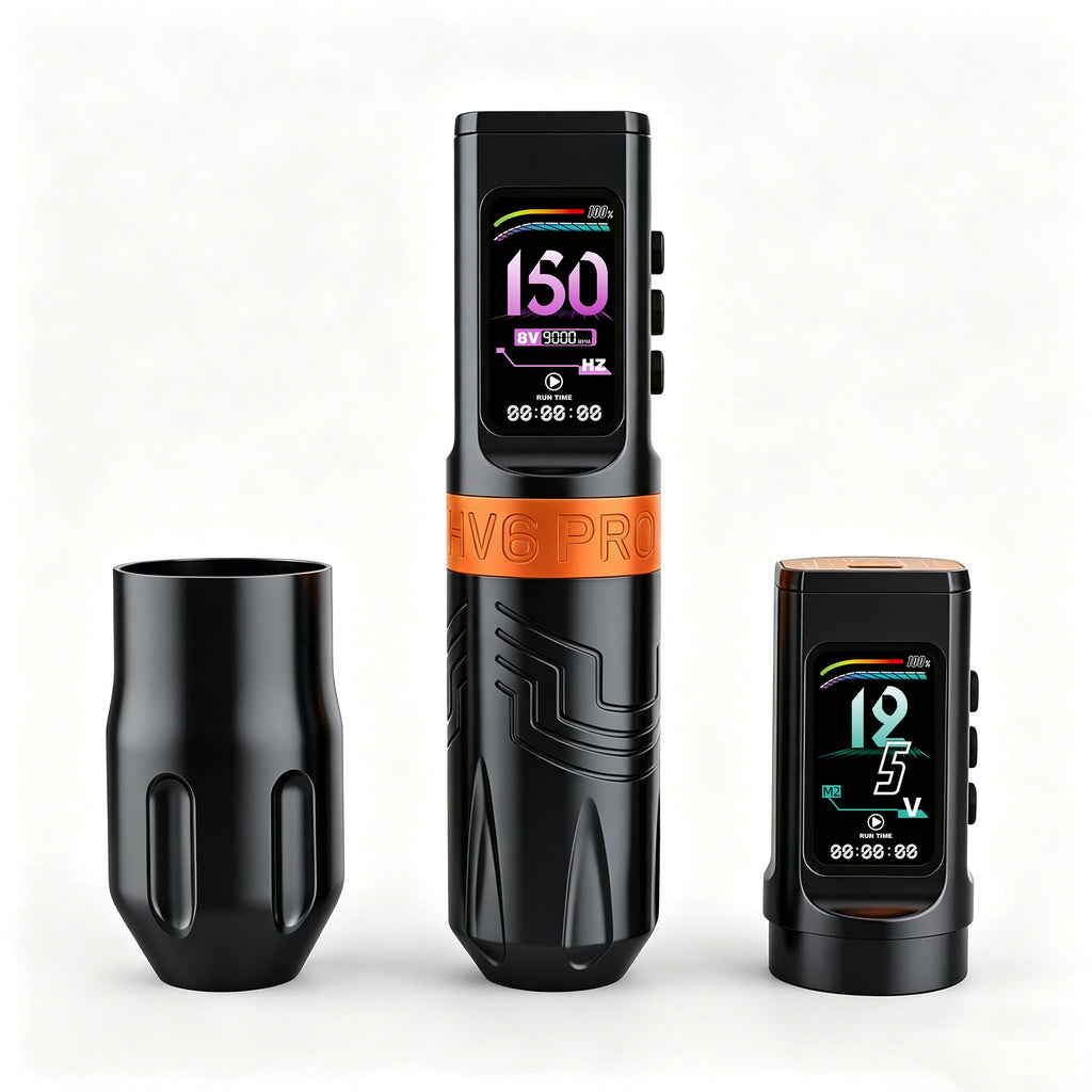 INKSOUL® Tattoo Machine Wiresles Pen 4.2MM Strokes Two Grips Two Batteries Two Modes 2 in 1 | HV6 PRO