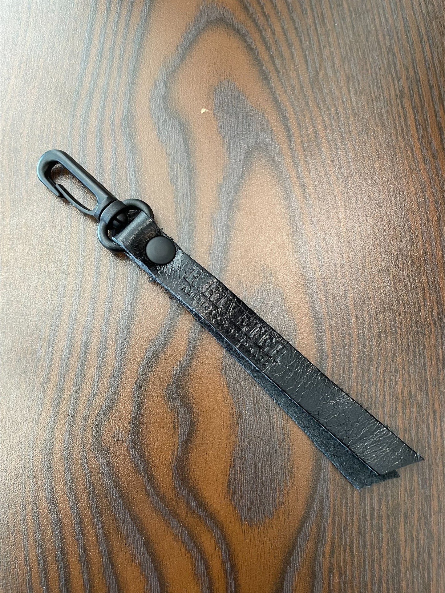 S&D Leather Ribbon Keychain | Black Leather with Clip