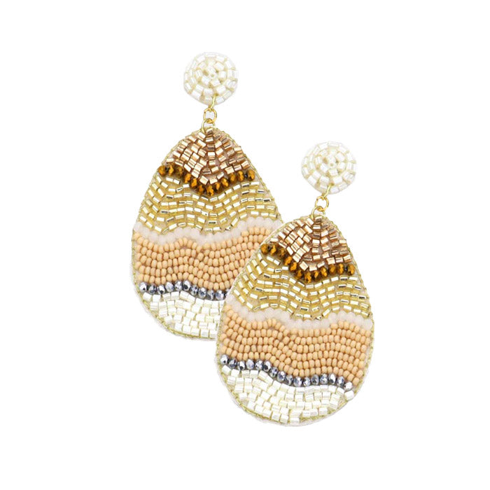 Felt Back Beaded Easter Egg Dangle Earrings