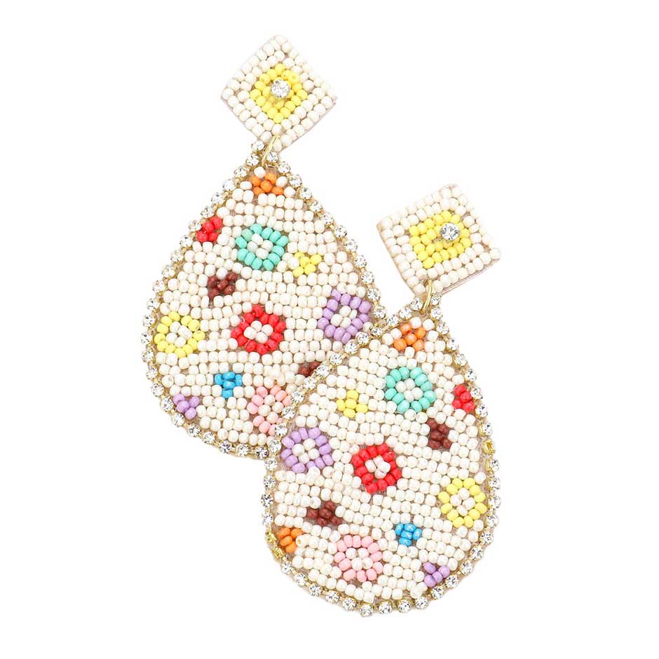 Felt Back Teardrop Beaded Dangle Earrings