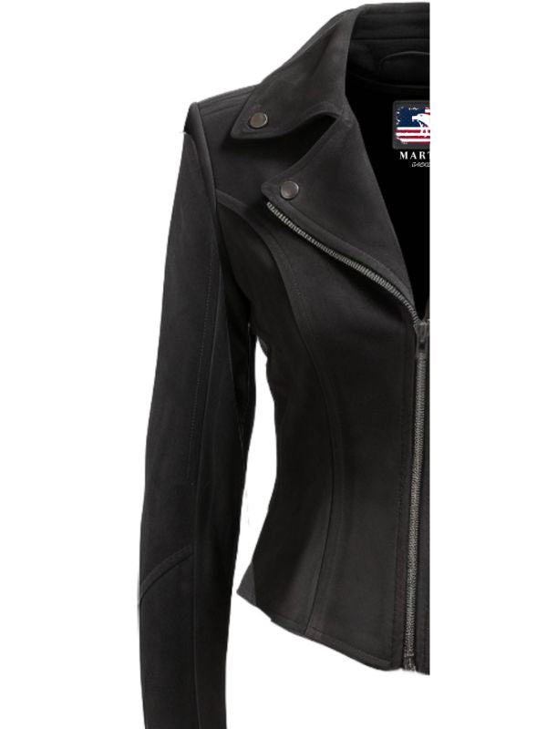 Ixchel Black Women Suede Leather Jacket