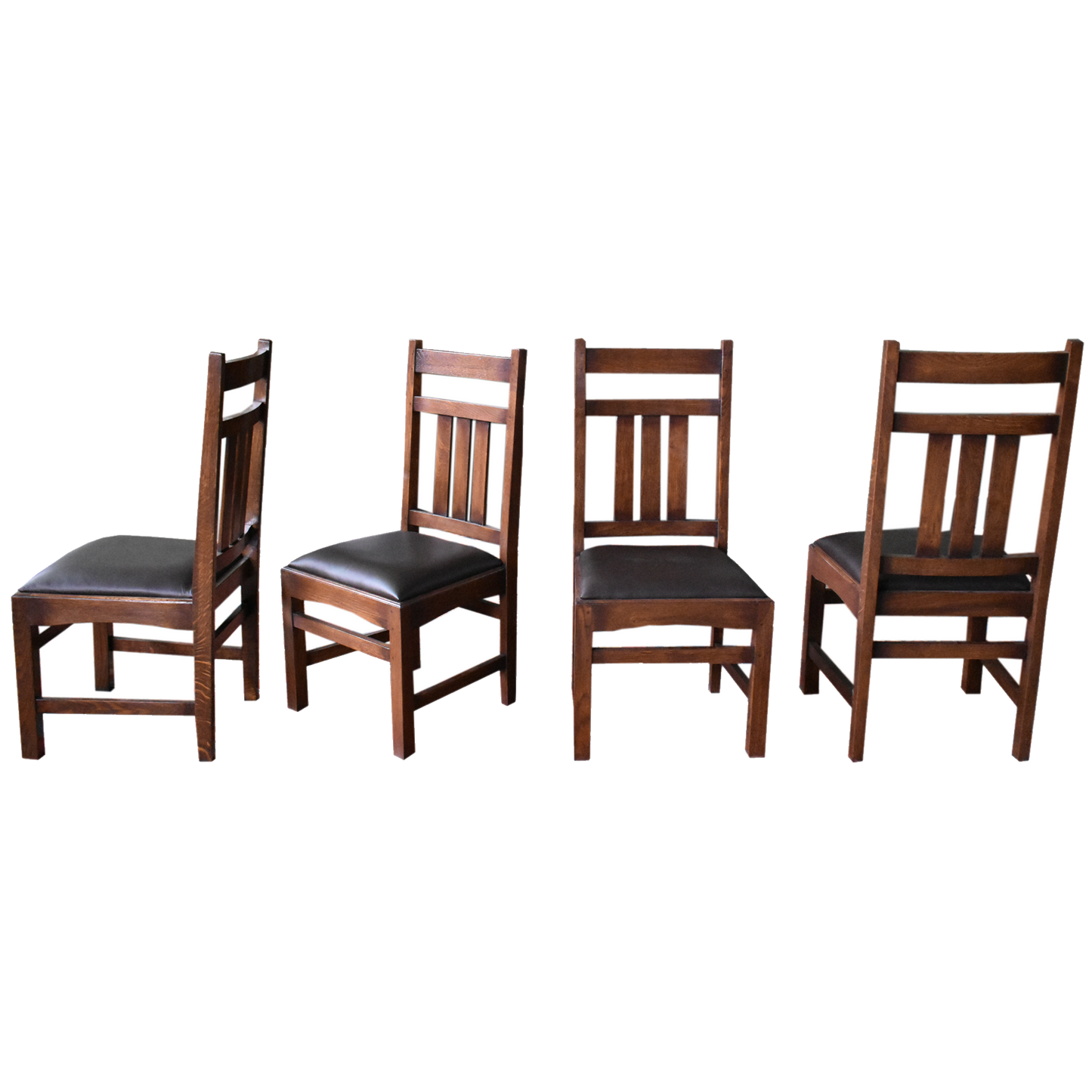 Set of 2 - Mission Oak & Leather Slat Back Dining Chair #401