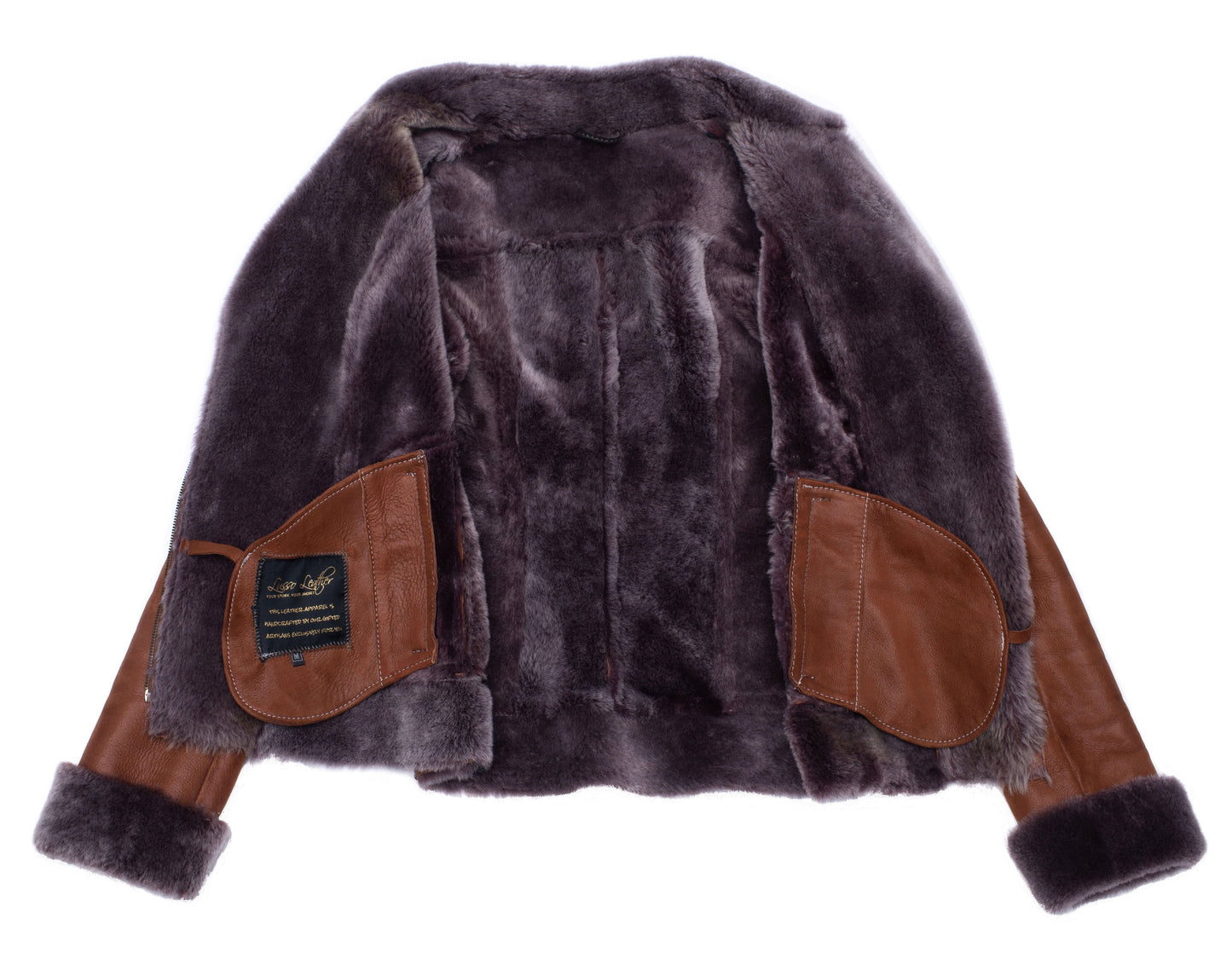 Reynas Tan Sheepskin Shearling B-3 Bomber Style Jacket