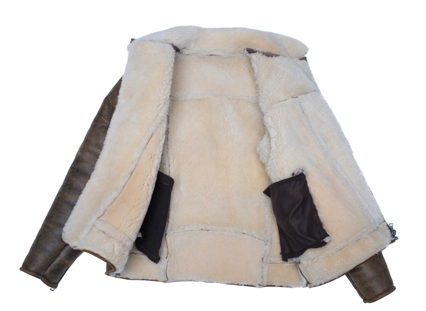Carters Distressed Biker Bomber Shearling Jacket with Notch Lapels