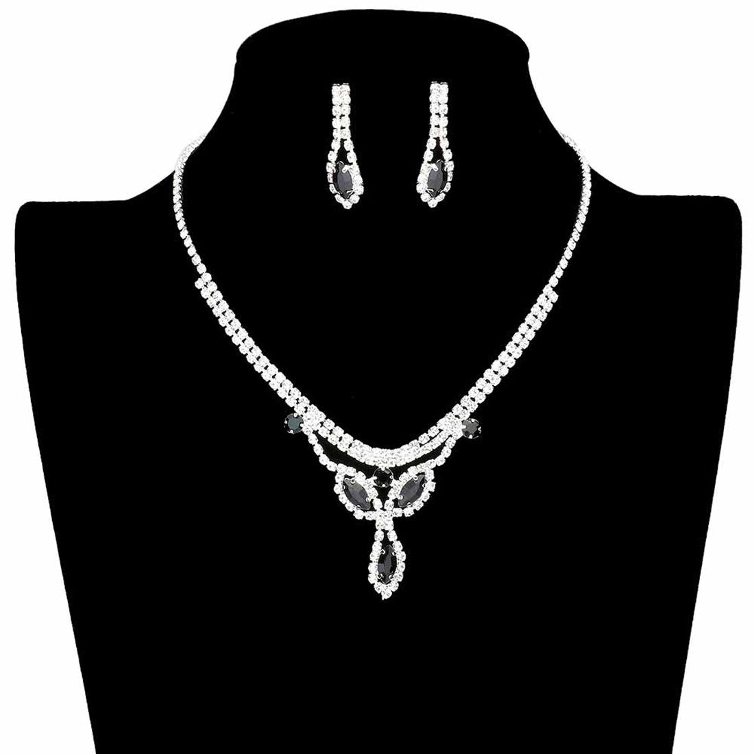 Marquise Stone Accented Rhinestone Pave Necklace