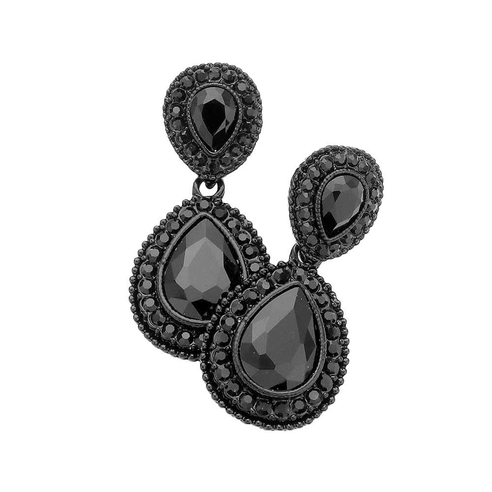 Women's Rhinestone Trim Teardrop Evening Dangle Earrings