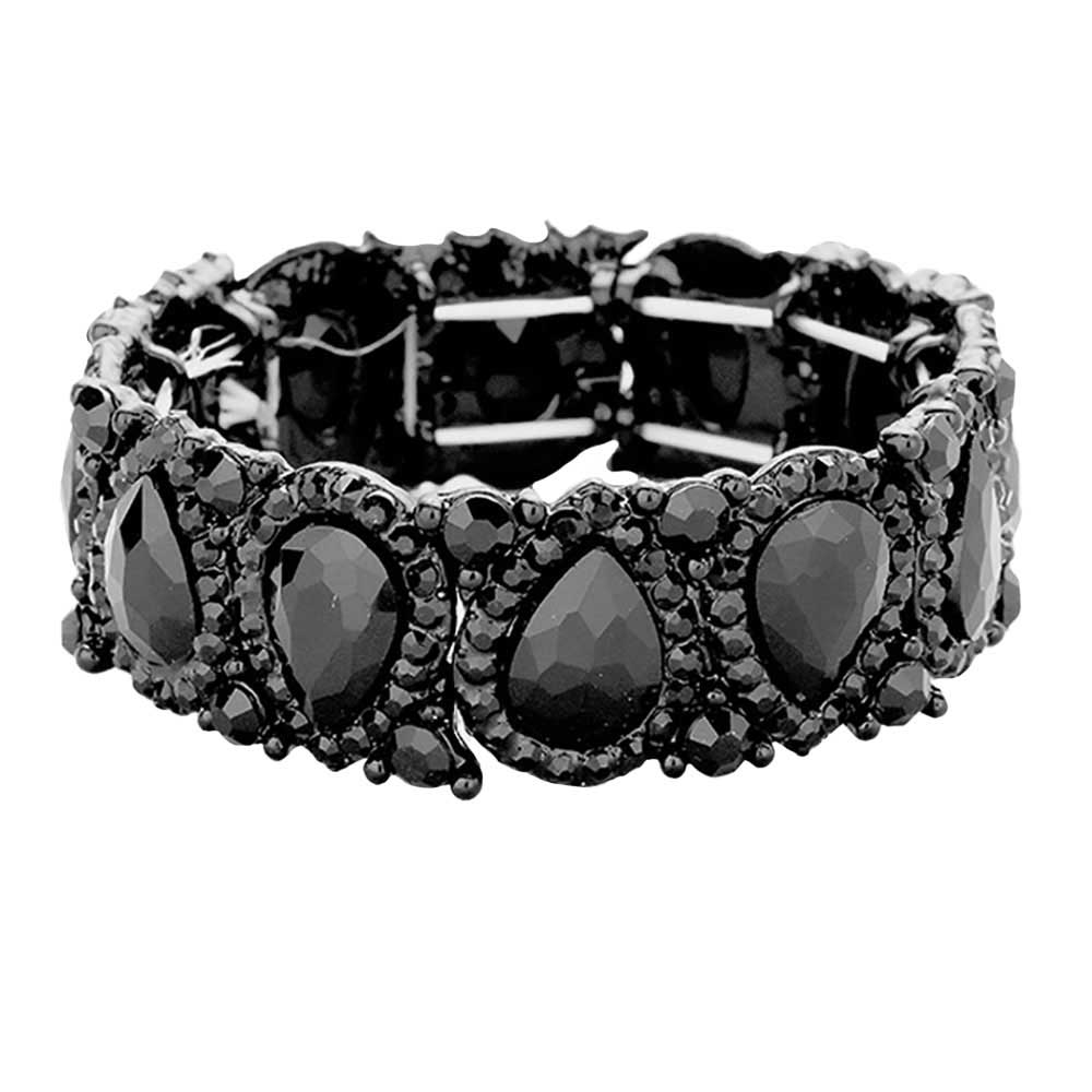 Teardrop Rhinestone Trim Stretch Evening Bracelet
