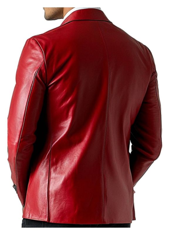 Jude Red Leather Blazer – Bold Leather Blazer for Men