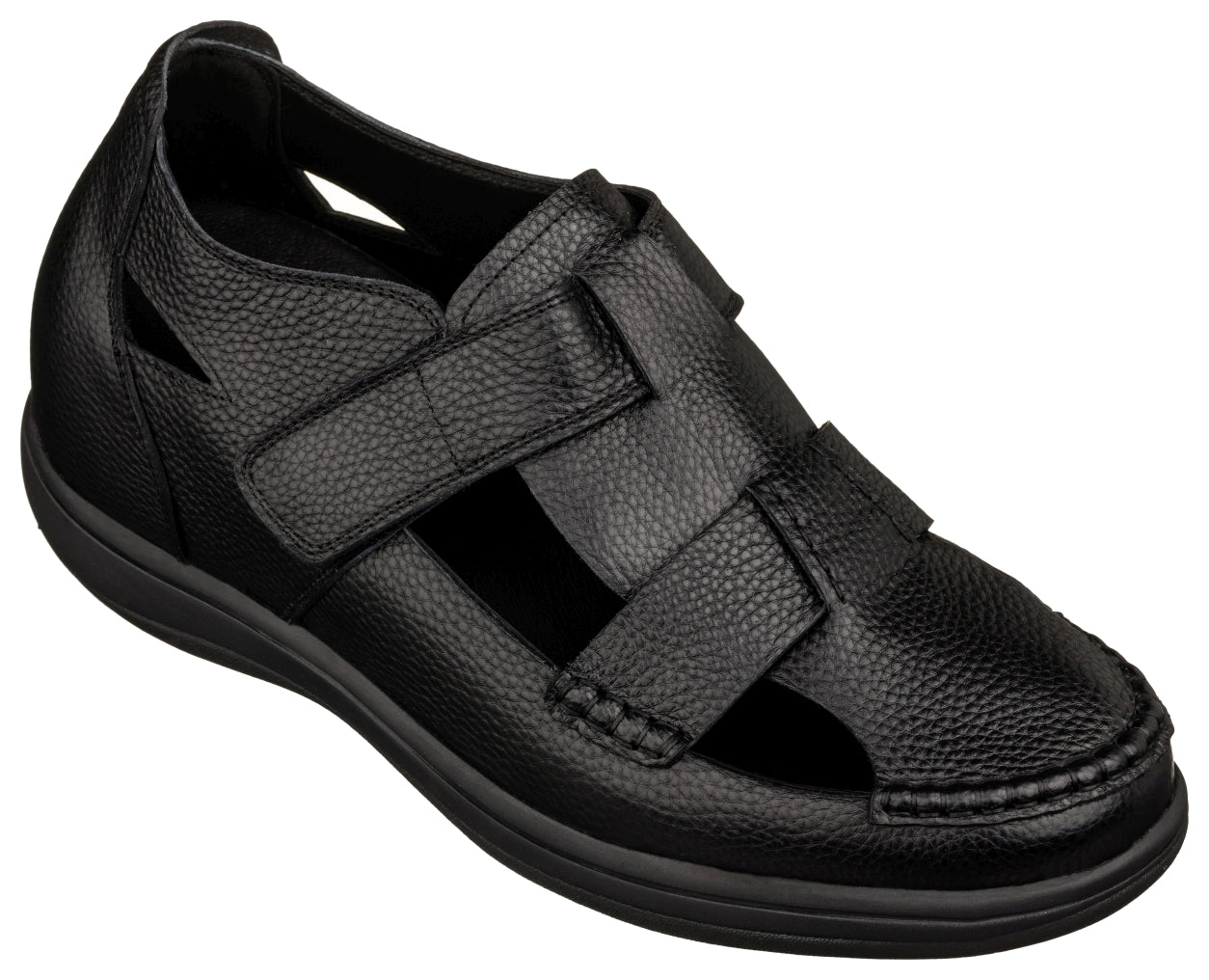 CALTO - K2661 - 3.2 Inches Taller (Black) - Casual Fisherman Sandal