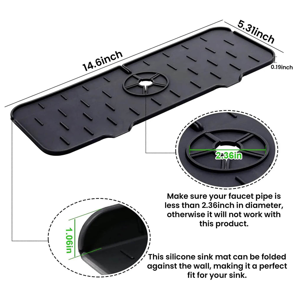 Protection anti-éclaboussures et plateau d'égouttement en silicone pour robinet d'évier de cuisine