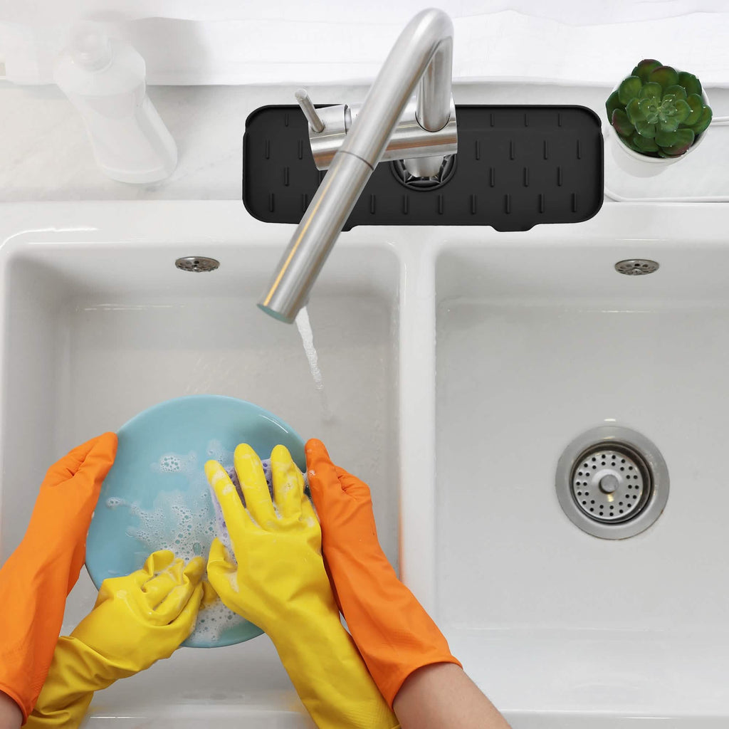 Protection anti-éclaboussures et plateau d'égouttement en silicone pour robinet d'évier de cuisine