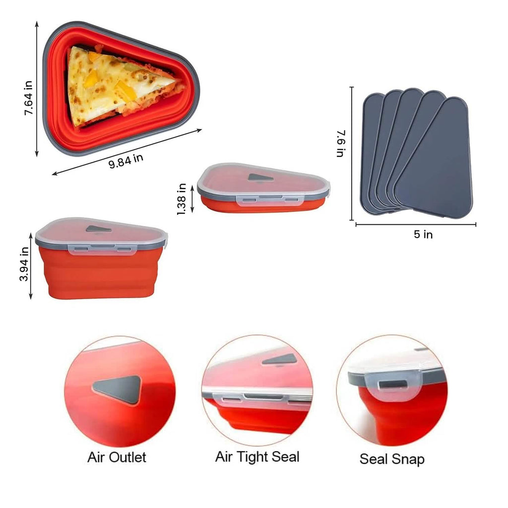 Boîte de conservation à pizza pliable, réglable et réutilisable avec 5 plateaux de service adaptés au micro-ondes