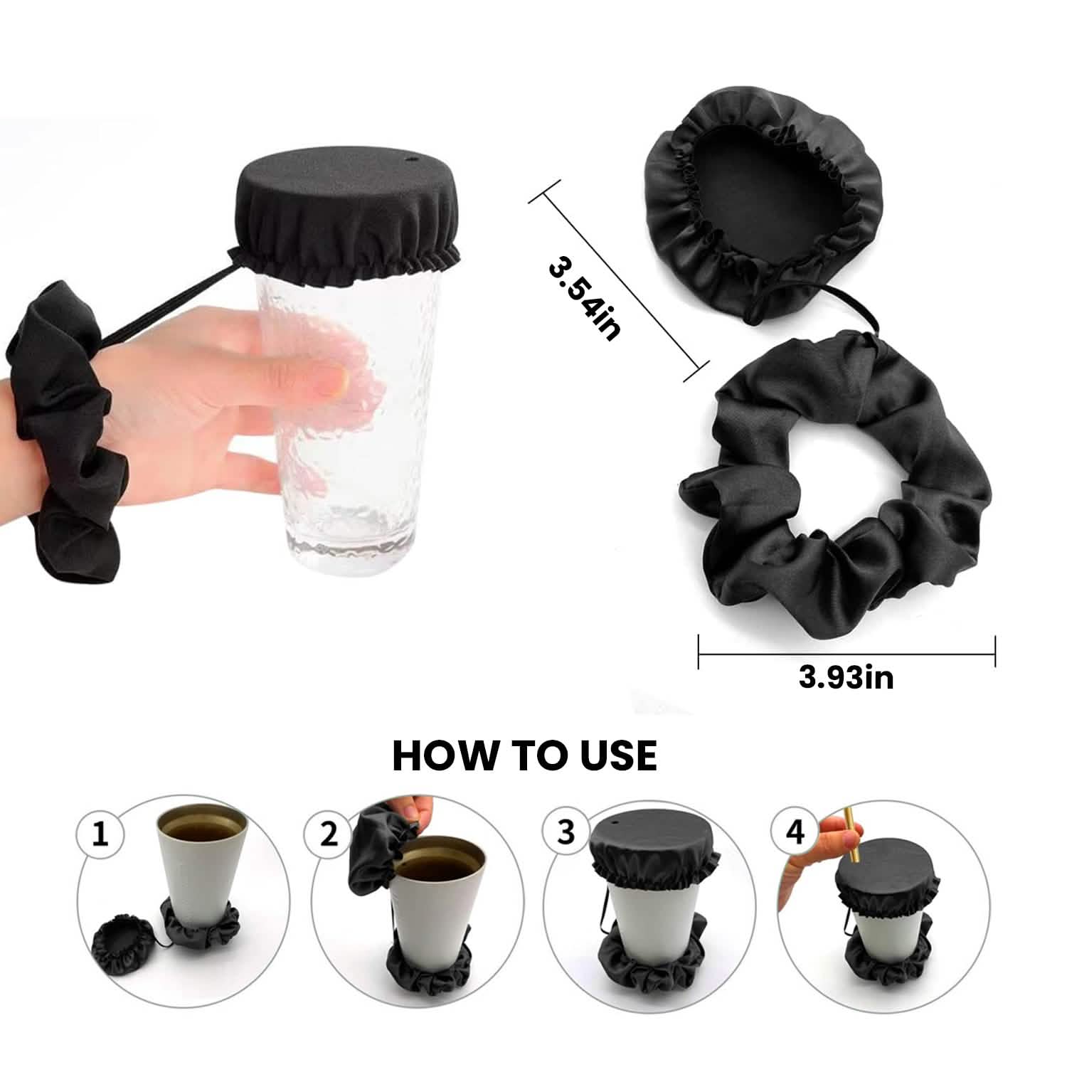 Chouchou anti-piqûre réutilisable, couvercle de verre à boisson, bandeau avec trou pour paille pour recouvrir les boissons, fête, club, discothèque