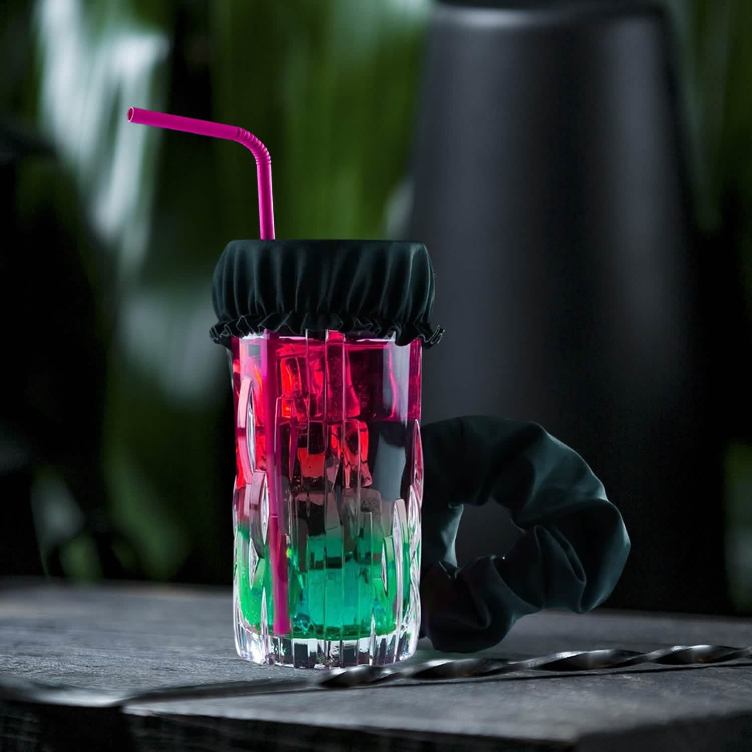 Chouchou anti-piqûre réutilisable, couvercle de verre à boisson, bandeau avec trou pour paille pour recouvrir les boissons, fête, club, discothèque