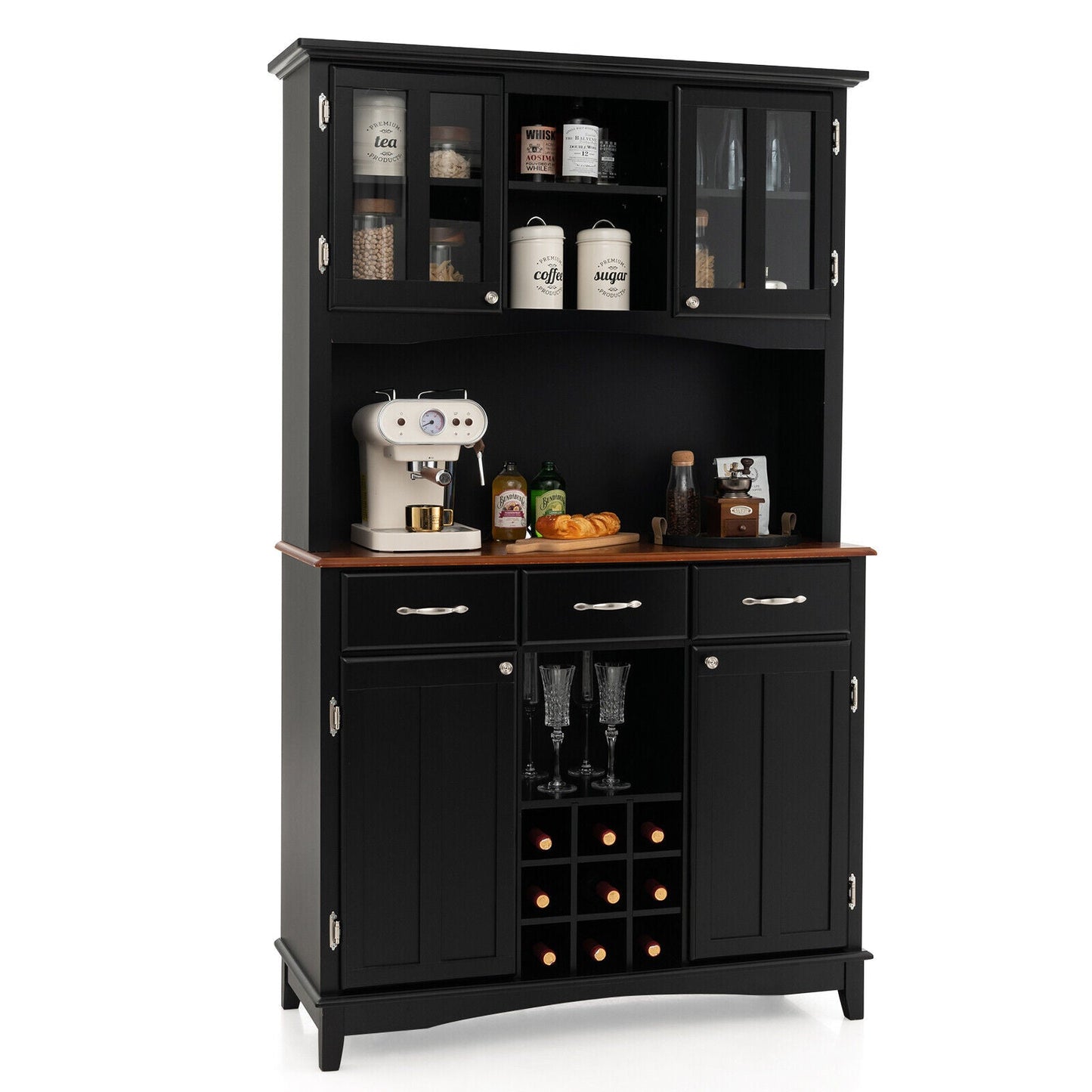 Wood Buffet Hutch Cabinet with 3 Large Drawers