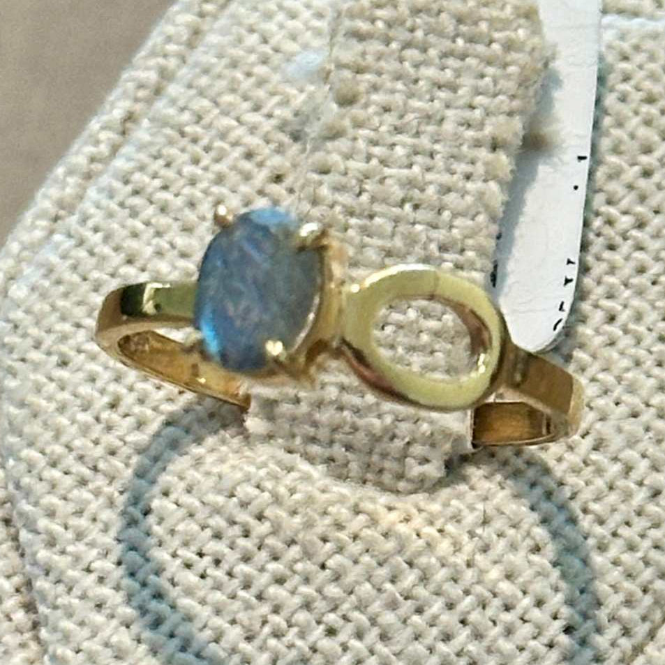 Labradorite Open-Circle Accent Ring – Vermeil Gold Filled – Size 9