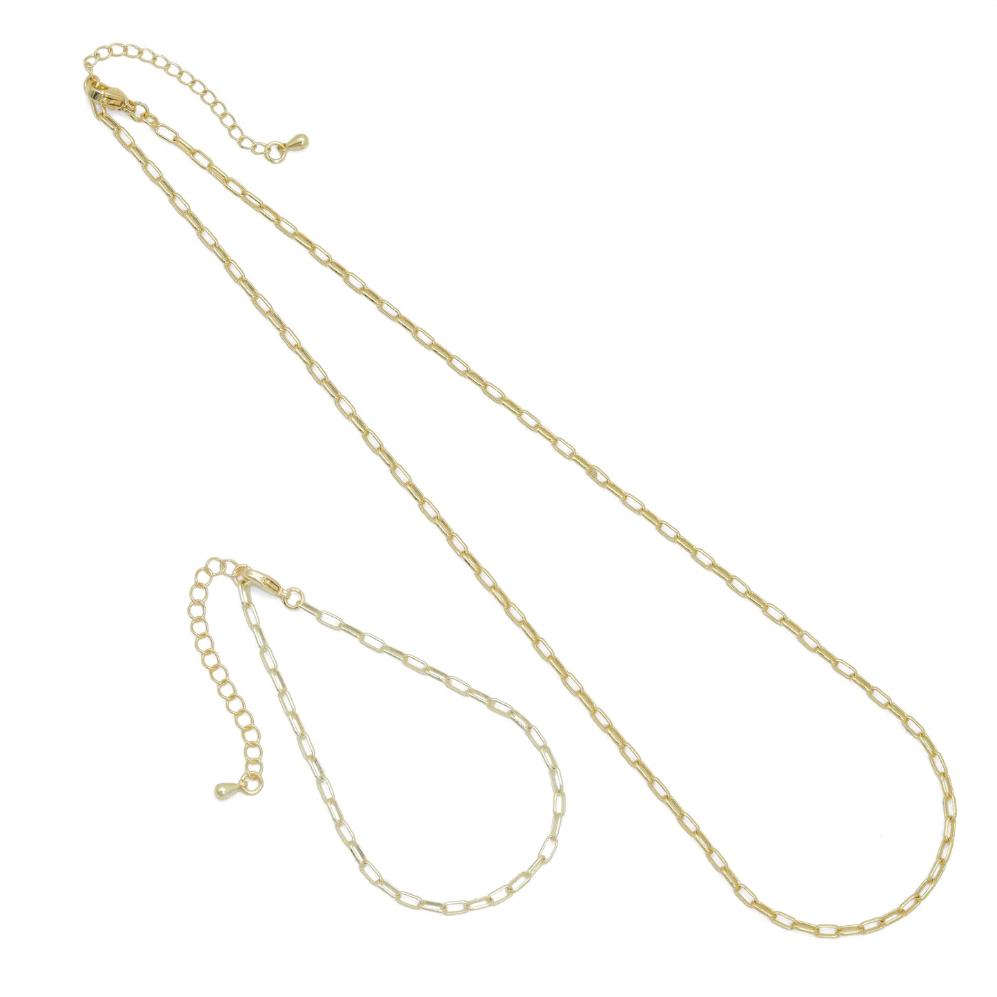 Thin Gold Silver Paperclip Link Chain Adjustable Necklace, Sku#LD488