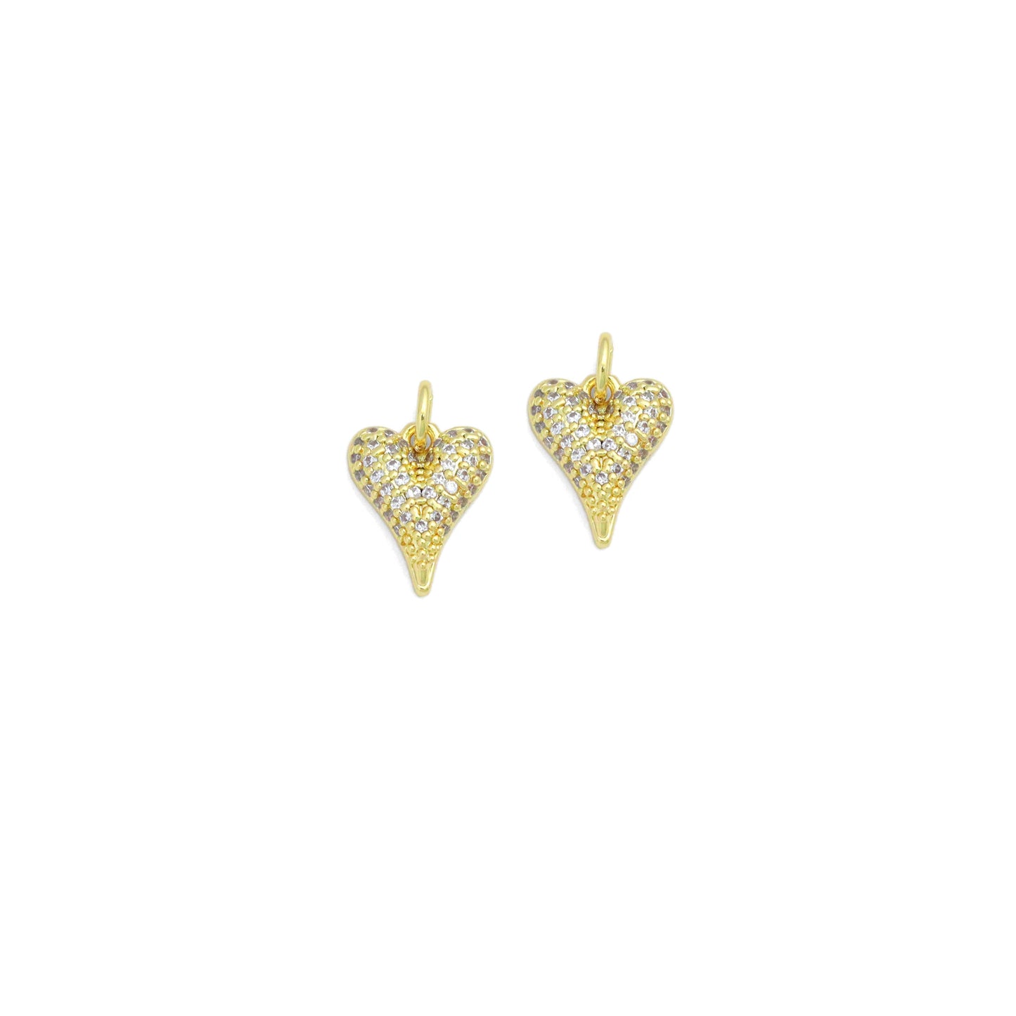 Cute Clear CZ Gold Heart Charm Pendant,Sku#LD709