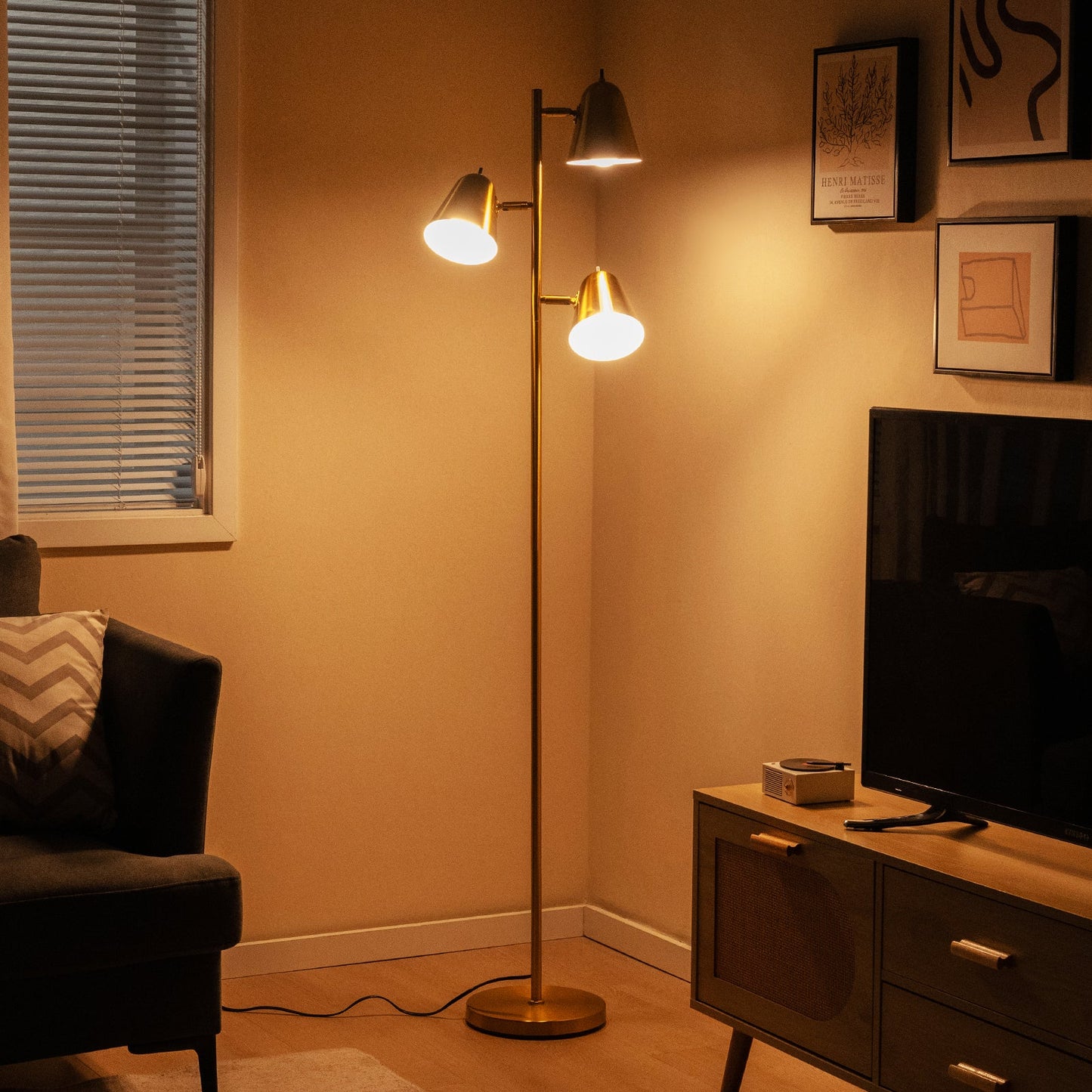 64 Inch 3-Light LED Floor Lamp Reading Light for Living Room Bedroom