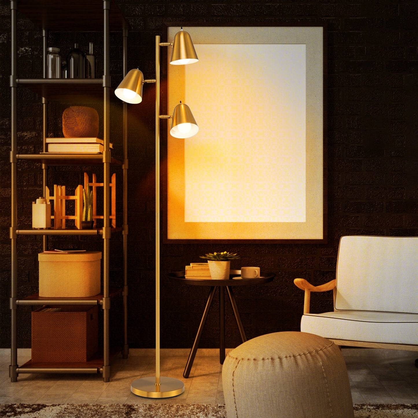 64 Inch 3-Light LED Floor Lamp Reading Light for Living Room Bedroom