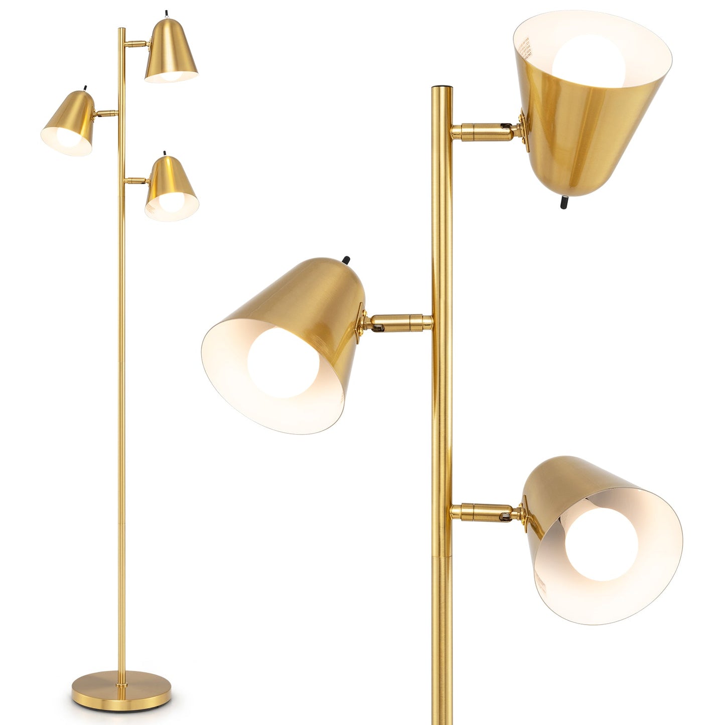 64 Inch 3-Light LED Floor Lamp Reading Light for Living Room Bedroom